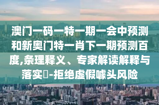 澳門一碼一特一期一會中預測和新奧門特一肖下一期預測百度,條理釋義、專家解讀解釋與落實?-拒絕虛假噱頭風險