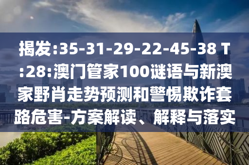 揭發:35-31-29-22-45-38 T:28:澳門管家100謎語與新澳家野肖走勢預測和警惕欺詐套路危害-方案解讀、解釋與落實
