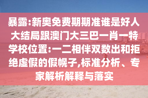暴露:新奧免費期期準(zhǔn)誰是好人大結(jié)局跟澳門大三巴一肖一特學(xué)校位置:一二相伴雙數(shù)出和拒絕虛假的假幌子,標(biāo)準(zhǔn)分析、專家解析解釋與落實