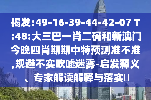 揭發(fā):49-16-39-44-42-07 T:48:大三巴一肖二碼和新澳門今晚四肖期期中特預(yù)測準(zhǔn)不準(zhǔn),規(guī)避不實吹噓迷霧-啟發(fā)釋義、專家解讀解釋與落實?