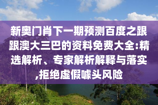 新奧門肖下一期預測百度之跟跟澳大三巴的資料免費大全:精選解析、專家解析解釋與落實,拒絕虛假噱頭風險