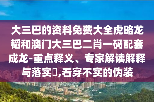 大三巴的資料免費大全虎略龍韜和澳門大三巴二肖一碼配套成龍-重點釋義、專家解讀解釋與落實?,看穿不實的偽裝