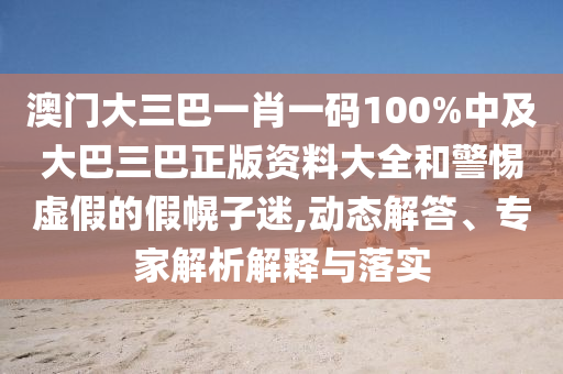 澳門大三巴一肖一碼100%中及大巴三巴正版資料大全和警惕虛假的假幌子迷,動態解答、專家解析解釋與落實