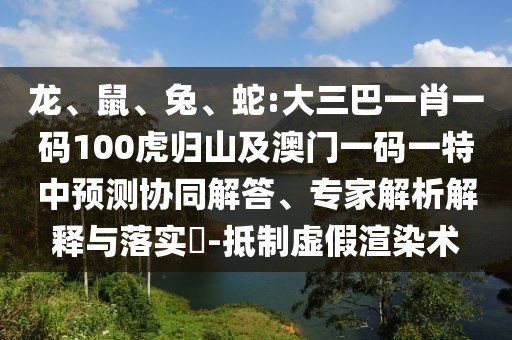 龍、鼠、兔、蛇:大三巴一肖一碼100虎歸山及澳門一碼一特中預測協同解答、專家解析解釋與落實?-抵制虛假渲染術
